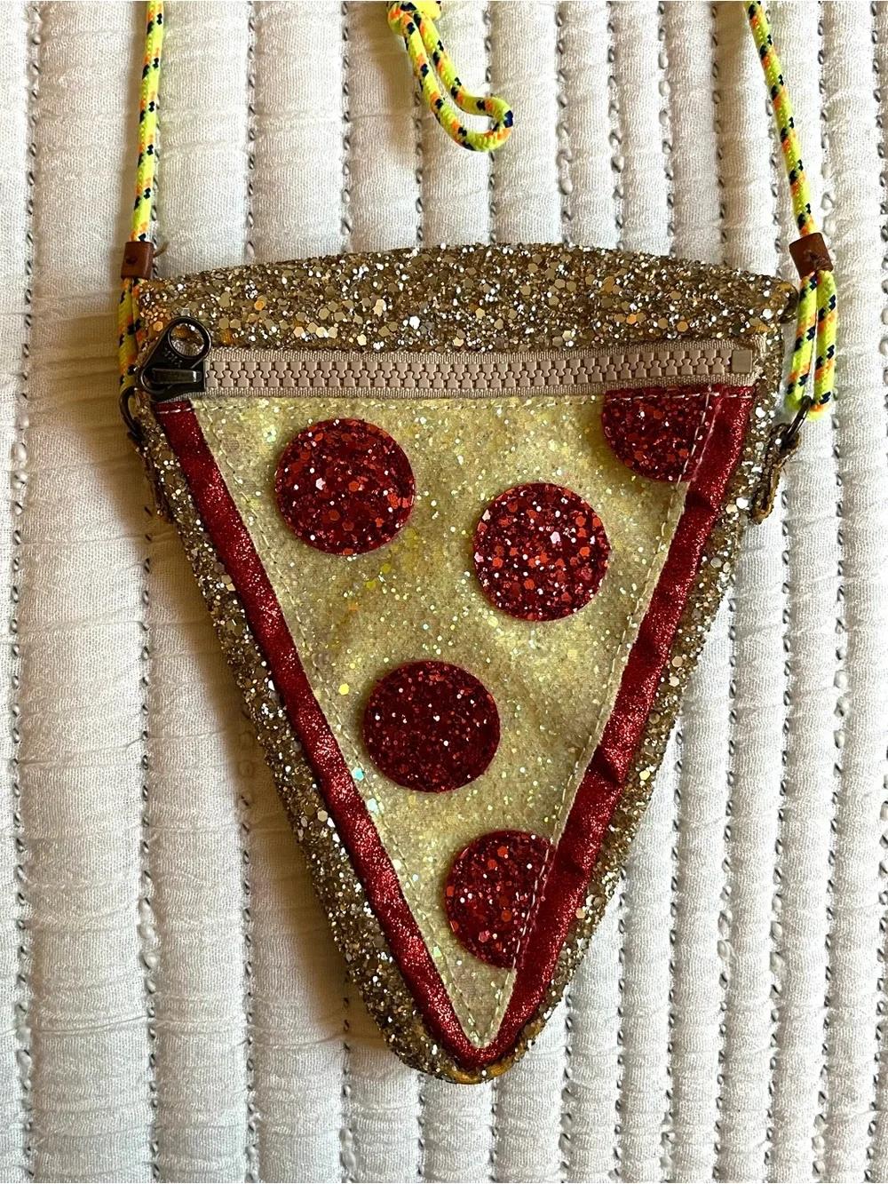 Crewcuts Glitter Pizza Slice Crossbody - Yellow & Red